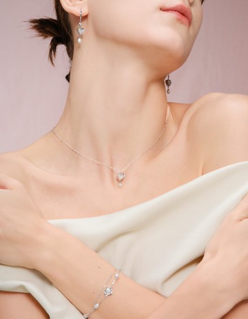 月光石淡水珍珠純銀頸鏈