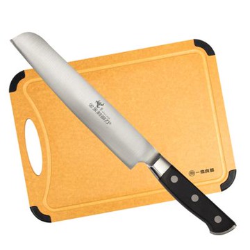 金永利鋼刀 E1平頭水果刀16.7cm+原木纖維防滑防霉砧板