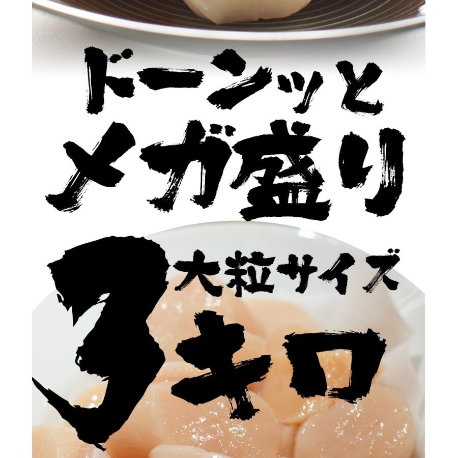 訳あり 生ほたて貝柱 3kg 大玉 ほたて ホタテ 帆立 生食用 刺身用 在宅応援 お歳暮 ギフト 海鮮グルメ 北海 母の日 父の日 敬老