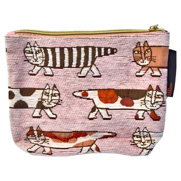 MARUSHIN 丸真 lisa larson 貓咪圖案收納包 聚酯纖維  21.5 x 17 x 6cm  粉色