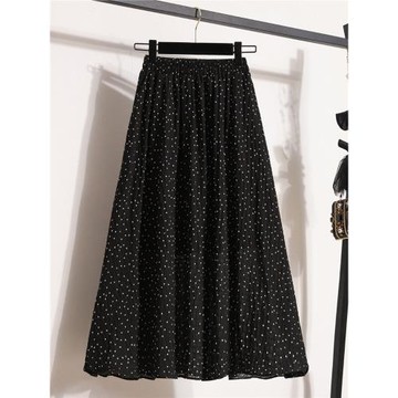 波點半身裙2025新款胖mm高腰遮胯傘裙顯瘦遮肉a字裙中長款大擺裙
