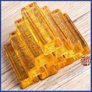 ✨禅意阁✨黄水晶 金条 金砖 琉璃 摆件 金条 仿真一模一样 金黄 土豪金 黄金