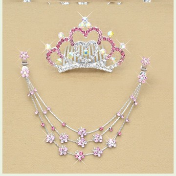 女孩皇冠頭飾小插梳兒童生日禮物水晶鉆公主發夾女童王冠可愛套裝