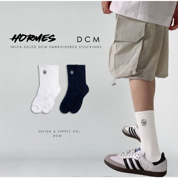 [HORMES] DCM2313 厚底DCM刺繡長襪 襪子 厚底 刺繡 透氣 彈性