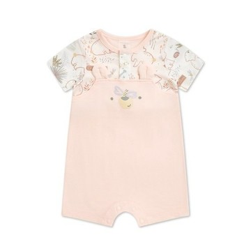 小熊牧場短袖兔裝 (天絲洞感緹花布)