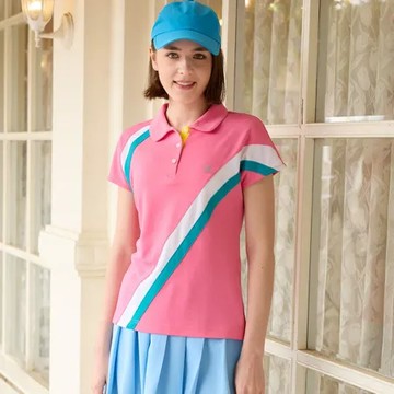 S 【LEIDOOE】甜美雙線條女短袖POLO衫(96282)