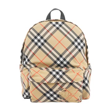BURBERRY 縫線戰馬圖騰經典格紋小型後背包(沙色)