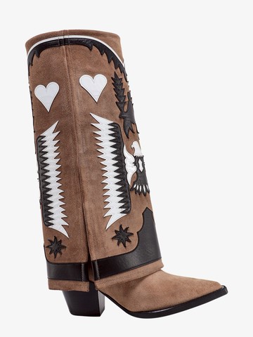 Suede boots with embossed details - FILLES A PAPA - gender_Woman