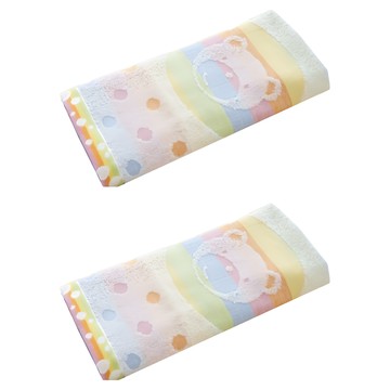 SHING LONG TEXTILE 台灣興隆毛巾 棉紗美棉毛巾2件組 柔軟吸水  彩虹熊  1組
