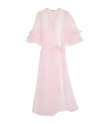 Rosamosario Silk Ruffle Long Robe