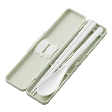 Skater 粉彩系列 靜音款環保餐具組 銀離子  綠色  1組