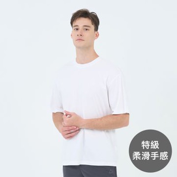 GIORDANO 男裝圓領寬鬆短袖上衣 Liquid Touch系列 - 01 標誌白