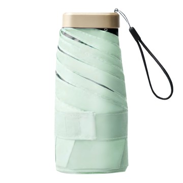 傘霸 UPF50抗UV Mini扁柄六折傘 高密黑膠碰擊布  淺綠色  1支