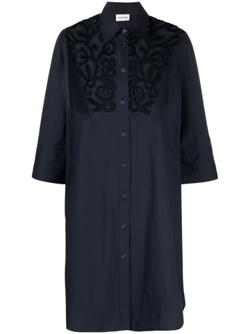 P.A.R.O.S.H. - lace-detail cotton shirt dress - women - Cotton - M - Blue