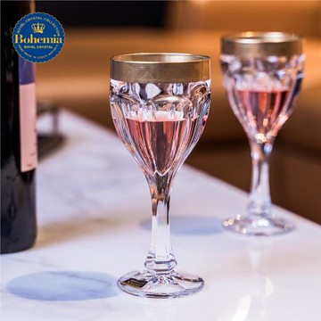 捷克進口BOHEMIA水晶玻璃手工描金高端酒杯香檳杯紅酒杯高腳杯