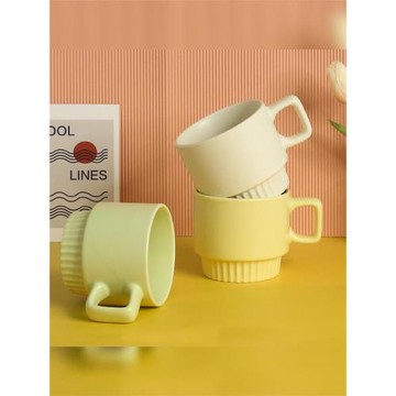 北歐咖啡杯早餐杯陶瓷牛奶馬克杯家用復古杯子純色網紅精致花茶杯