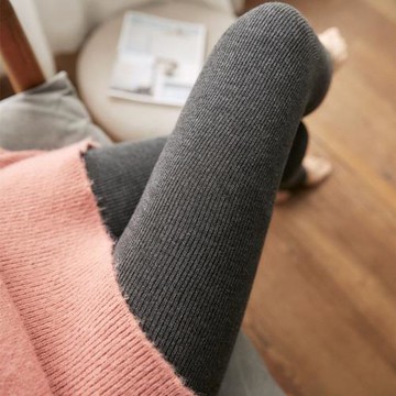 螺紋豎條紋打底褲女灰色春秋冬季顯瘦加絨長褲秋褲內外穿新款洋氣