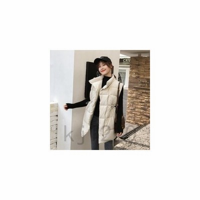 ベストレディースダウンベストロングベストアウタートップスドローストリングキルティングベストタートルネック袖なし体型カバーフレア 通販 Lineポイント最大get Lineショッピング