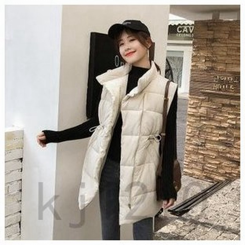 ベストレディースダウンベストロングベストアウタートップスドローストリングキルティングベストタートルネック袖なし体型カバーフレア 通販 Lineポイント最大get Lineショッピング