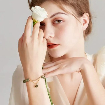 【A&R】招財開運 綠幽靈 髮晶8MM手鍊附精美禮盒