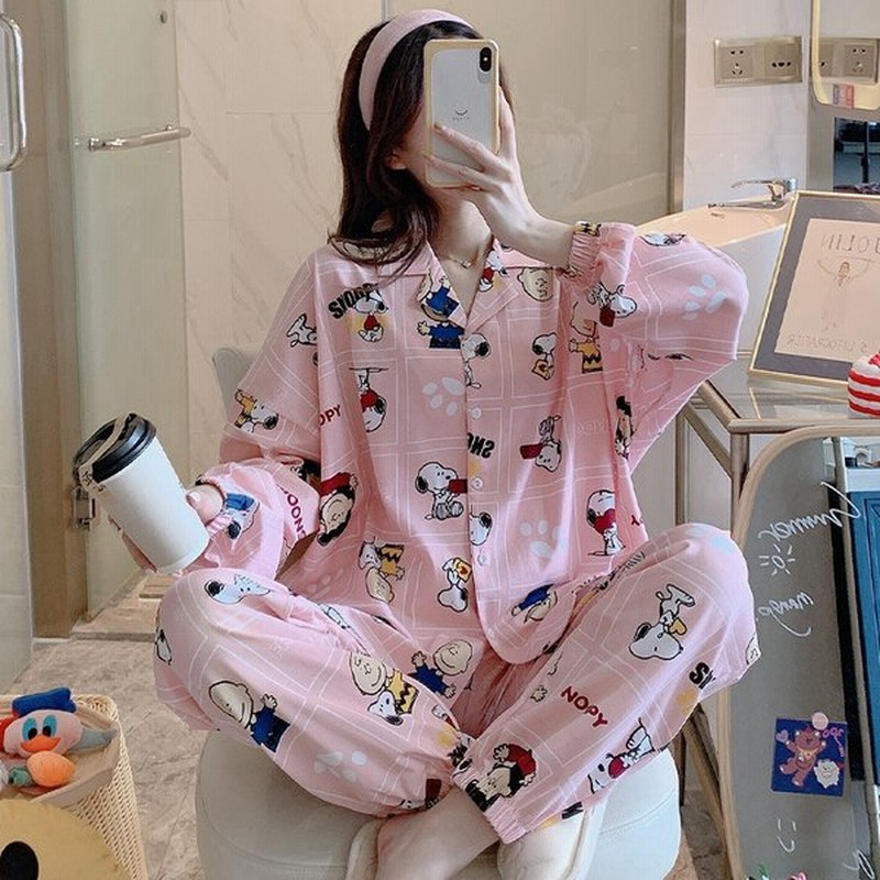 スヌーピー パジャマ 大人 可愛い 長袖 長ズボン 大きいサイズ サテン 上下セット 女性 ルームウェア 収納バック レディース 部屋着 新作 寝巻き 韓国風 通販 Lineポイント最大0 5 Get Lineショッピング