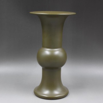 清雍正年制茶葉沫釉花觚瓶民間收藏老貨瓷器家居擺件古董古玩收藏1入