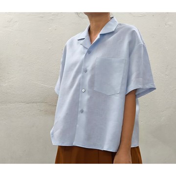 亞麻 | 翻領襯衫 藍色與綠色