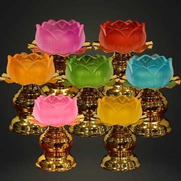 善緣堂 七彩琉璃酥油燈座蓮花底座葫蘆燭臺佛前供佛家用招財燈架