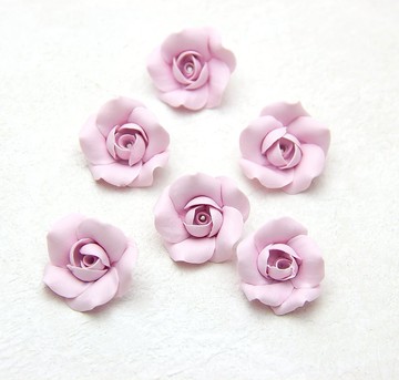 粉紅色-紫玫瑰珠，花卉玫瑰珠聚合物粘土