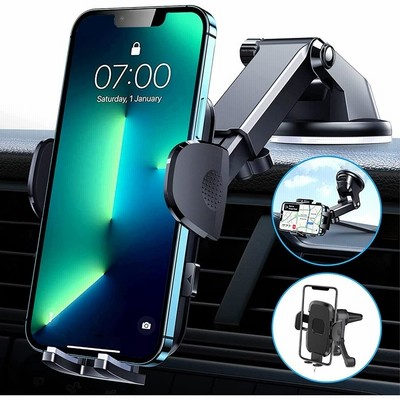 車用携帯電話マウント 3イン1 吸盤式携帯電話ホルダー フロントガラス/ダッシュボード/通気口 車用調節可能な携帯電話ホルダー すべてのスマートフォンと車に