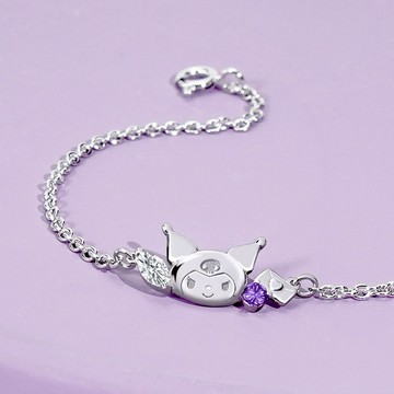 【STORY故事銀飾】Sanrio學院Mix系列-Kuromi酷洛米晶鑽純銀手鍊