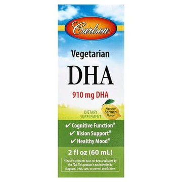 Carlson, 素食 DHA，天然檸檬味，910 毫克，2 液量盎司（60 毫升）
