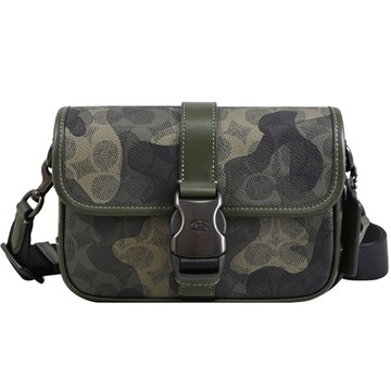 COACH CAF99 LEAGUE 19 迷彩花紋翻蓋小斜背包/郵差包.深綠