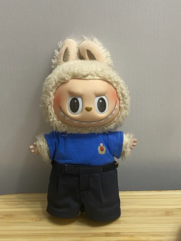 消防員17cm labubu 藍色工作汗衣