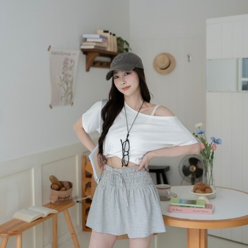 現貨~送眼鏡~夏日小心機斜肩上衣【PO908171】DesireShop
