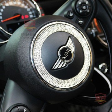 適用於mini cooper 配件 寶馬MINI迷你COOPER方向盤水晶貼鑽F56 R56 F60 Country 汽