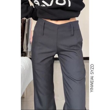 黑色微喇叭西裝褲女高個子加長早秋低腰修身顯瘦垂感休閑馬蹄褲子