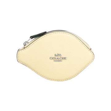 COACH 銀字Logo 防刮皮革檸檬造型拉鍊零錢包(月光黃)