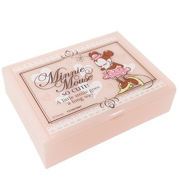 大賀屋 日貨 米妮 飾品盒 化妝鏡 鏡子 珠寶盒 收納盒 化妝盒 Minnie Disney 迪士尼 J00012162