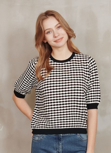 *輕快雲朵配色波浪紋針織衫