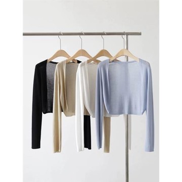 冰絲針織開衫女配吊帶裙外搭夏季防曬空調衫薄款外套披肩短款上衣