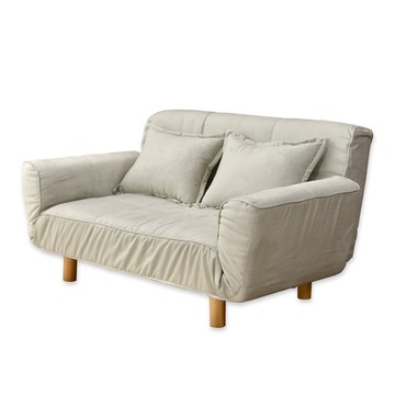 【班尼斯】鳳妃妃獨立筒貴妃椅 布套可拆洗+天然實木腳沙發床-淺米色