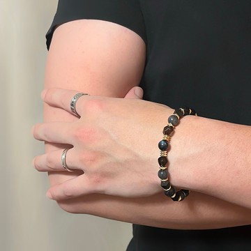 招財避邪 黑曜石 藍虎眼 拉長石 男手鏈 天然水晶手鏈