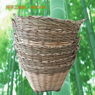竹簍純手工編制竹筐籮筐裝蔬菜水果零食圓形雜物收納大號竹籃米簍
