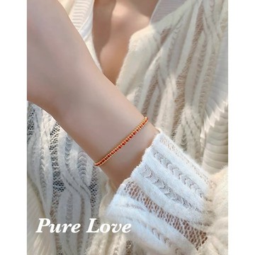 Pure Love樂芙 / 正韓 鈦鋼【316L醫療鋼】G01102紅色編織手鏈 / 金