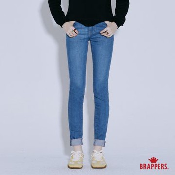 BRAPPERS 女款 環保再生棉系列-中腰彈性窄管褲-淺藍