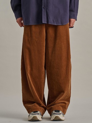 Corduroy One Tuck Wide Pants [Camel]