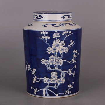 清 乾隆年青花梅開五福冰梅蓋罐茶葉罐 仿清代舊貨全手工古典收藏