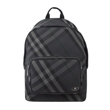 BURBERRY Grid格紋尼龍後背包(炭灰色)