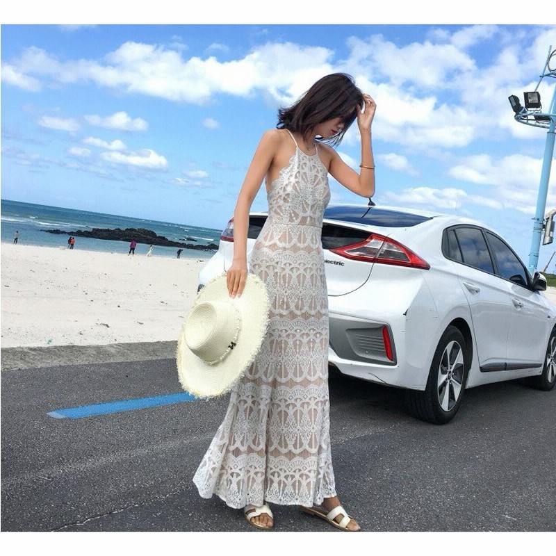 ワンピース レディース ビーチワンピース おしゃれ 夏 安い マキシ丈ビーチワンピース リゾート 白 旅行 レース バックレス マーメイドラインワンピース 通販 Lineポイント最大0 5 Get Lineショッピング